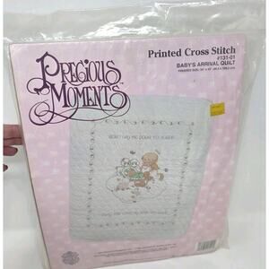 VTG Precious Moments Cross Stitch Baby's Arrival Quilt Kit 1983 NOS USA 131-01